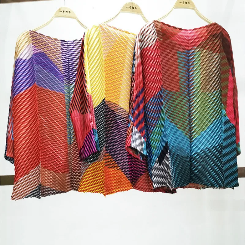 Костюм брючный женский стрейчевый Miyake плиссированный топ с длинным рукавом и