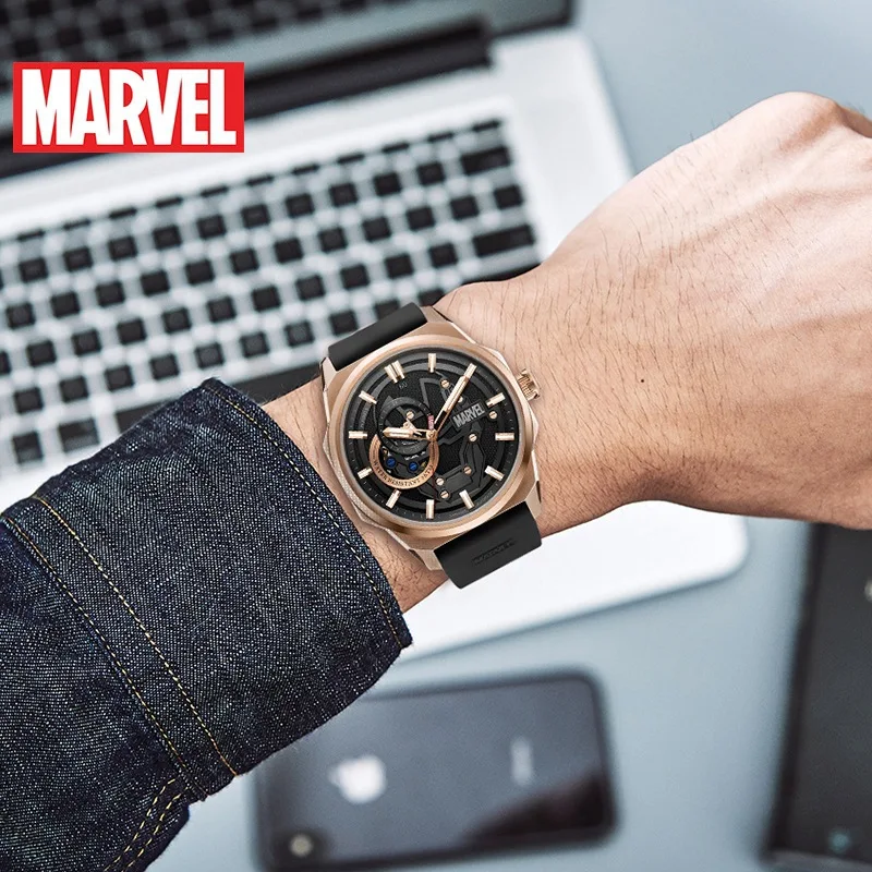 

Disney Marvel Watch Men's Mechanical Fully Automatic Hollow Belt ToNiline Steel Watch Street Trend 5Bar Buckle Stainless Steel