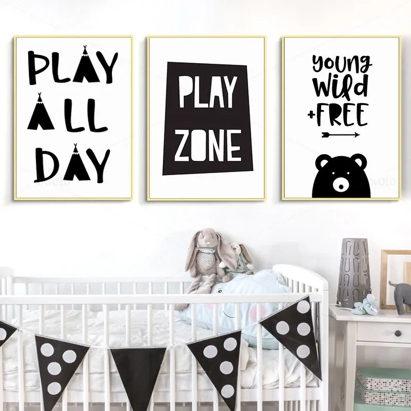 Плакаты и принты с черными цитатами мультяшная Картина на холсте детская