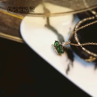 obear 14k real gold plating korean exquisite crystal crown pendant necklace women noble luxury wedding jewelry accessories