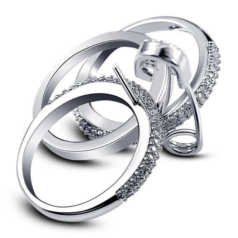 Новейший набор колец на палец золотого и серебряного цвета для женщин с булавкой