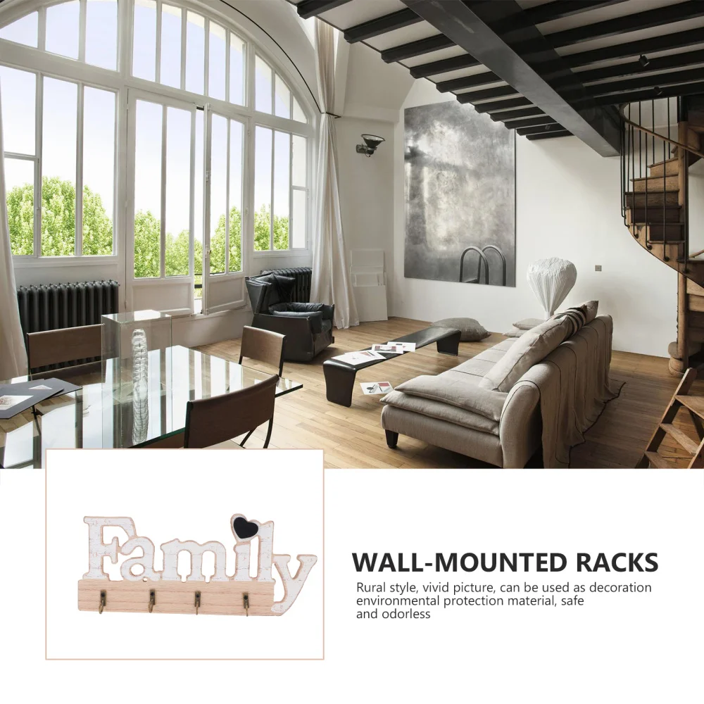 

1Pc Wooden Key Shelf Decorative Wall Storage Hook Household Adornment Hanger