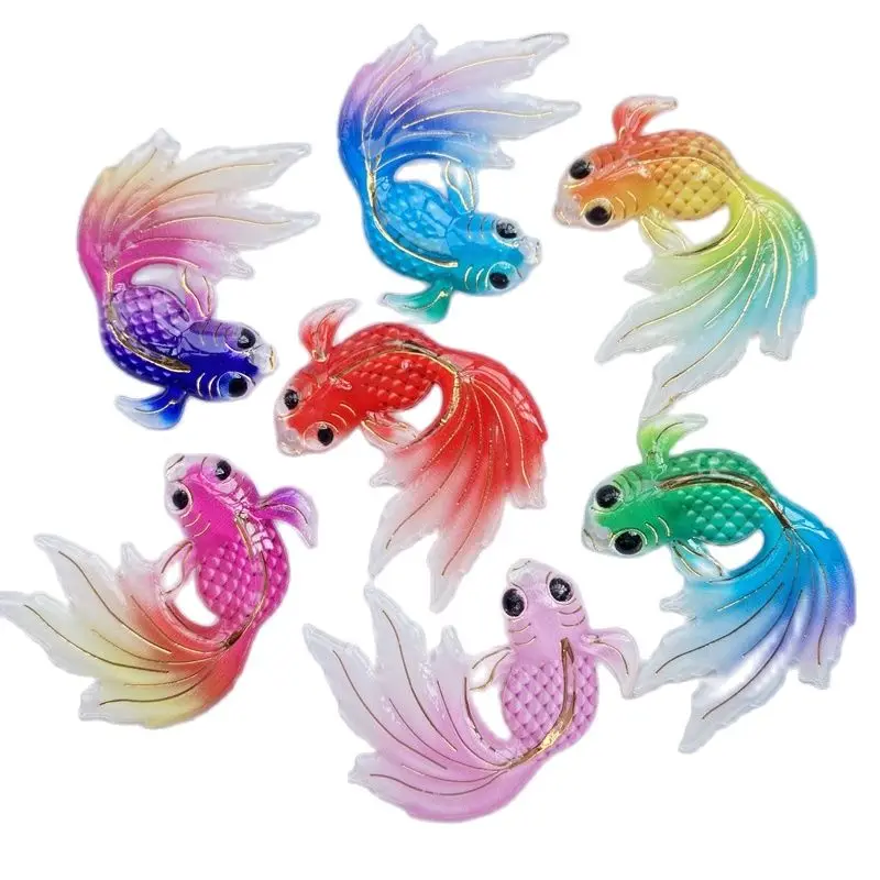 

10 шт. новые акриловые милые золотые рыбки с отверстием кабошон с плоской задней поверхностью скрапбукинга DIY Ювелирные изделия Ремесло укра...