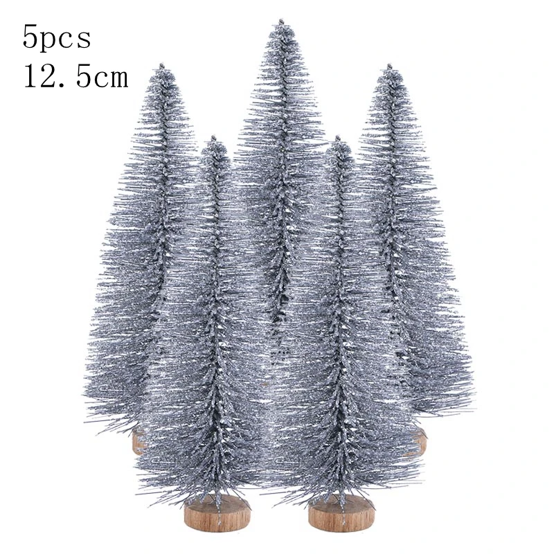 glitter 12.5cm 5pcs 5 шт. 5 размер искусственная декорированная Мини Рождественская елка Рождественское украшение елка Рождественская мини поддельная елка новогодний декор Navidad - Цвет: glitter 12.5cm 5pcs