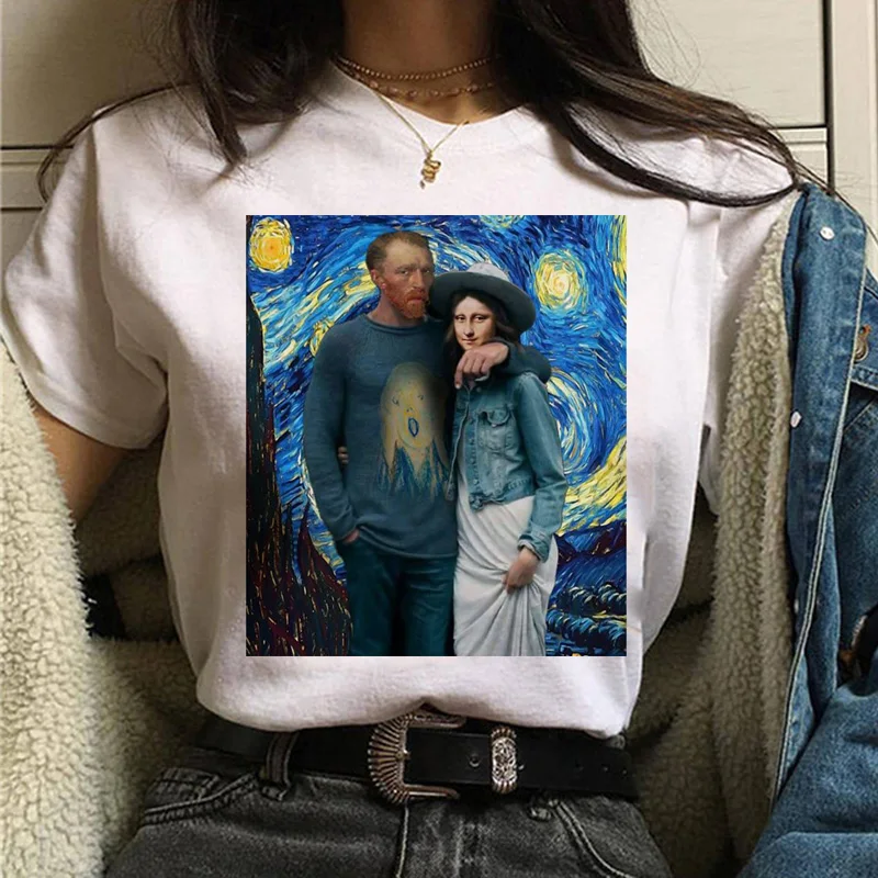 Mona lisa Футболка Harajuku Женская 90s забавная Винтажная Футболка Ullzang с графическим рисунком футболка корейский стиль футболки женские эстетические - Цвет: 497