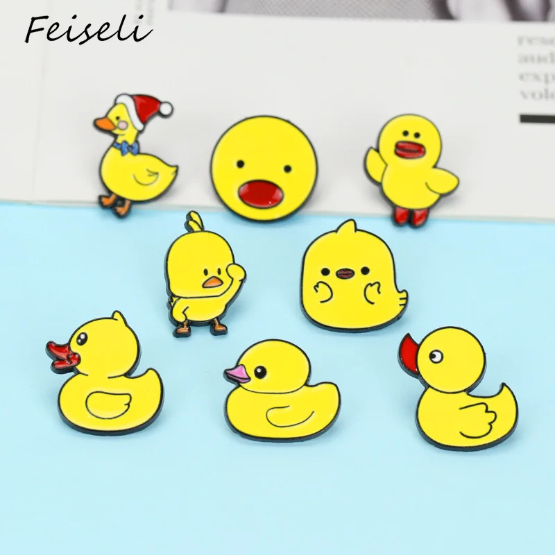 Feiseli Милая желтая животная брошь в виде утки для женщин одежда воротник корсаж