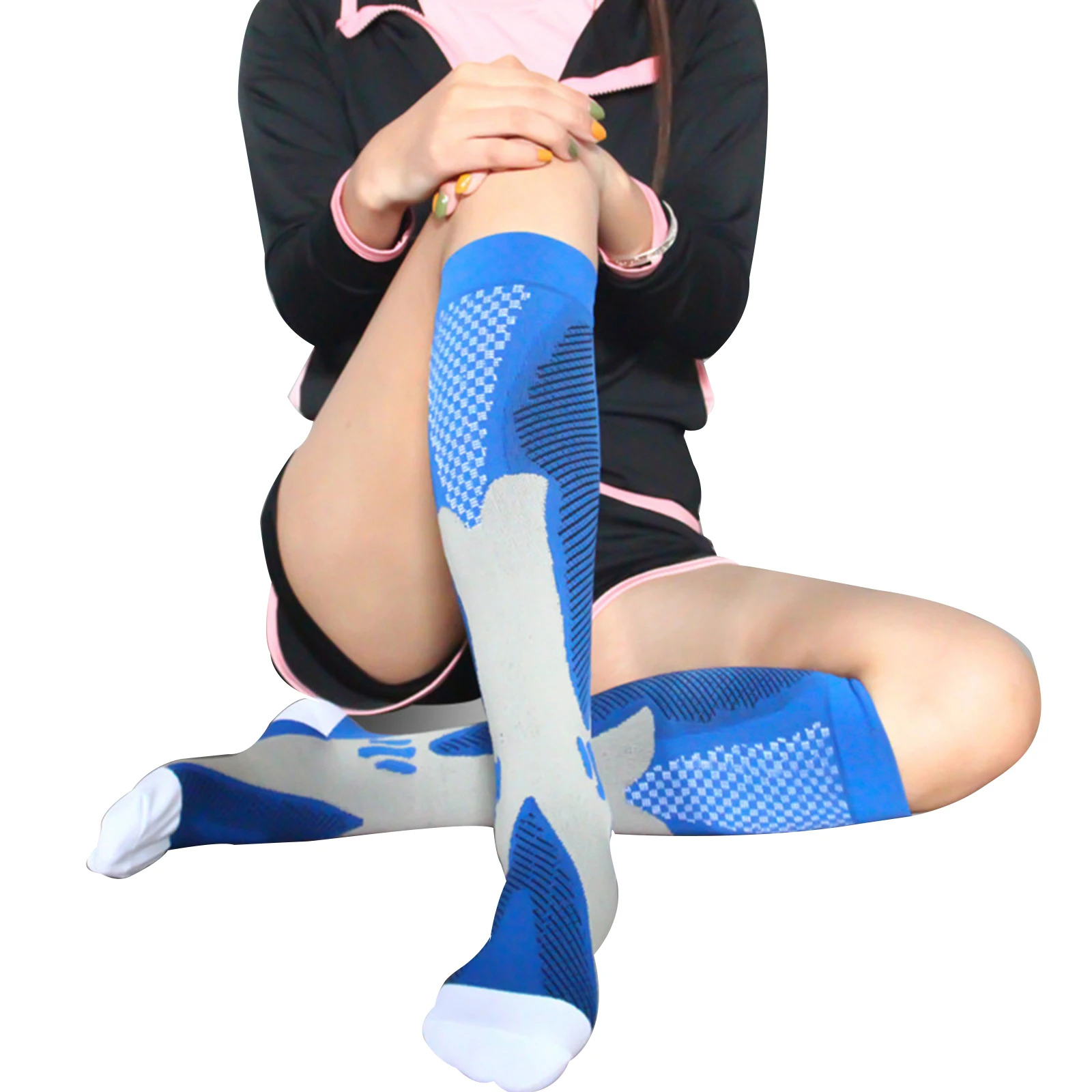 

Sports Compression Socks for Men Women Color Block Outdoor Sports Long Socks Knee Length Relief Pain Support Socks