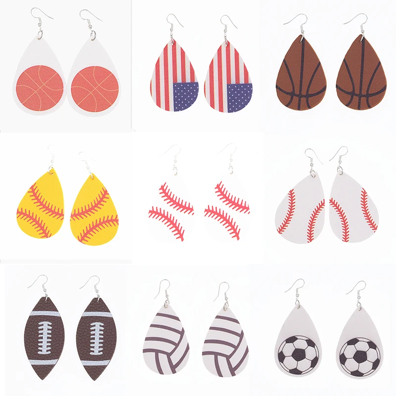 Женские креативные кожаные сережки ручной работы бейсбольный мяч для баскетбола