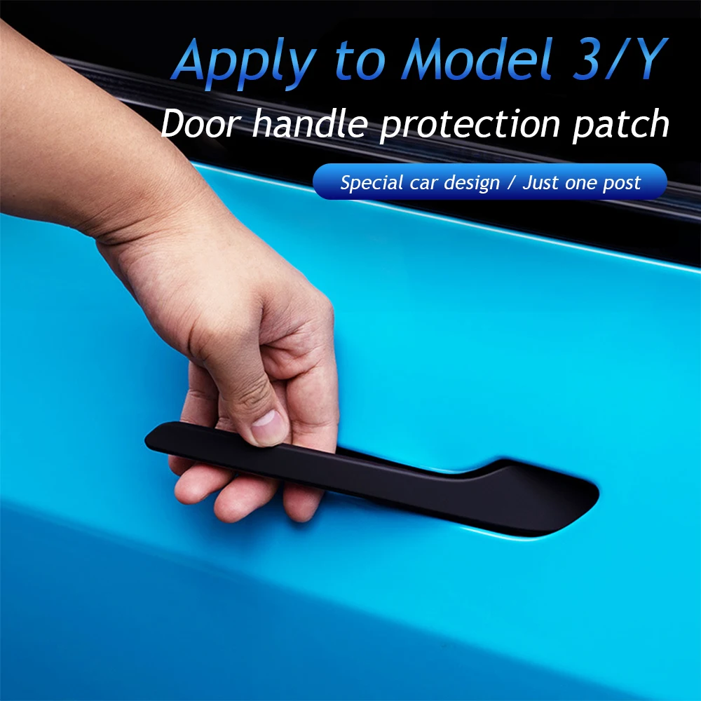 

Carbon Fiber Door Handle Cover For Tesla Model 3 Model Y Accessories Protector Sticker 4pcs A Set Car Outer Handle Wrap