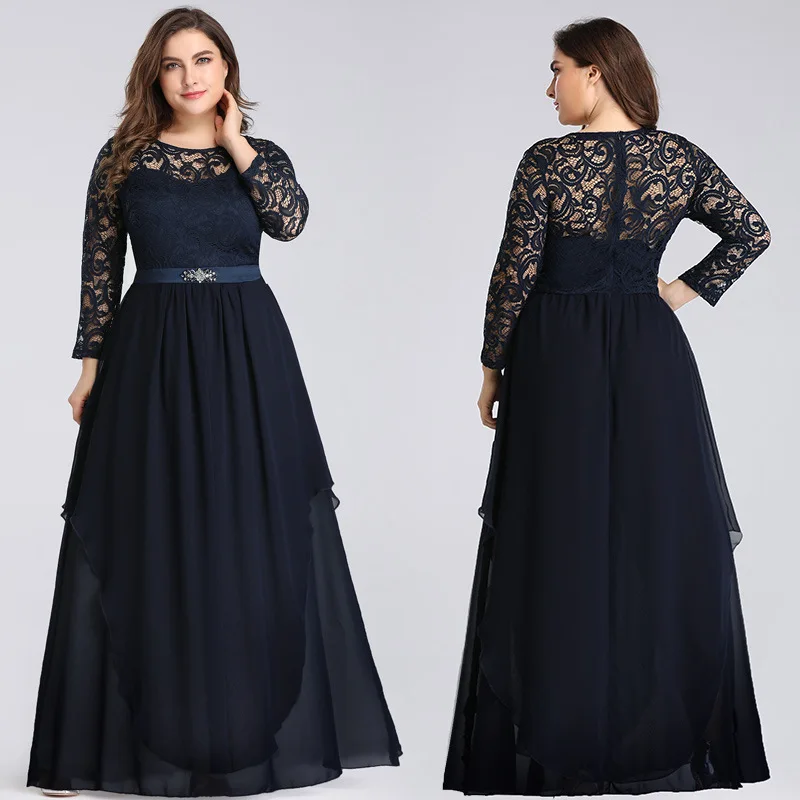 

Popodion, вечернее кружевное платье с длинным рукавом, женское вечернее платье, длинное вечернее платье, ROM80156