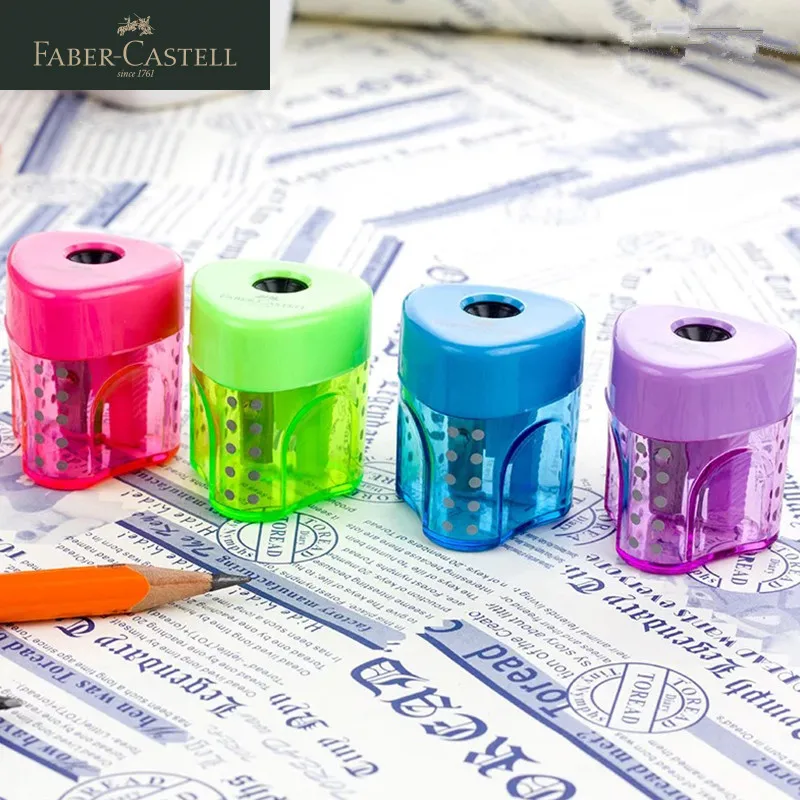 Немецкая ручная точилка для карандашей Faber Castell карамельных цветов с одним