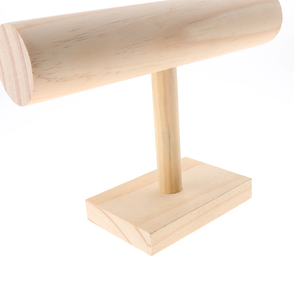 

Unpainted Unfinished Natural Wood T-Bar Organizer Rack for Bangle Bracelet Watch Display Holder Stand Storage