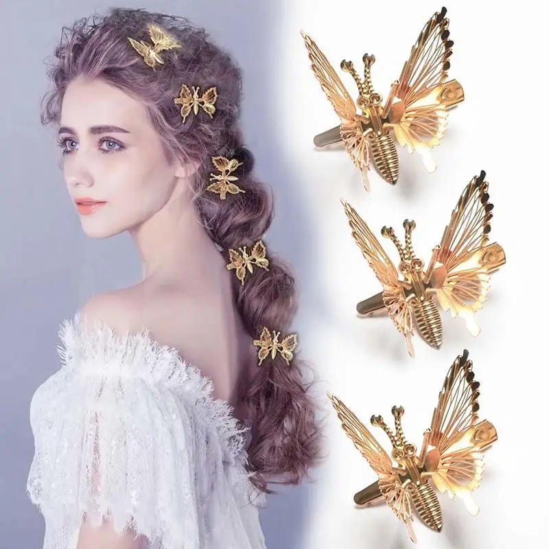 

New super fairy mobile butterfly hairpin metal retro hairpin versatile banger