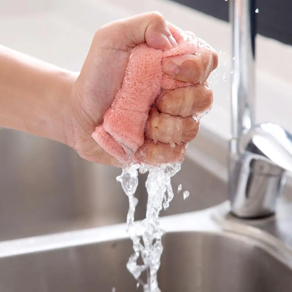 

Kitchen Bathroom Dual-Color Absorbent Washing Cleaning Hand Towel Dish Cloth Rag