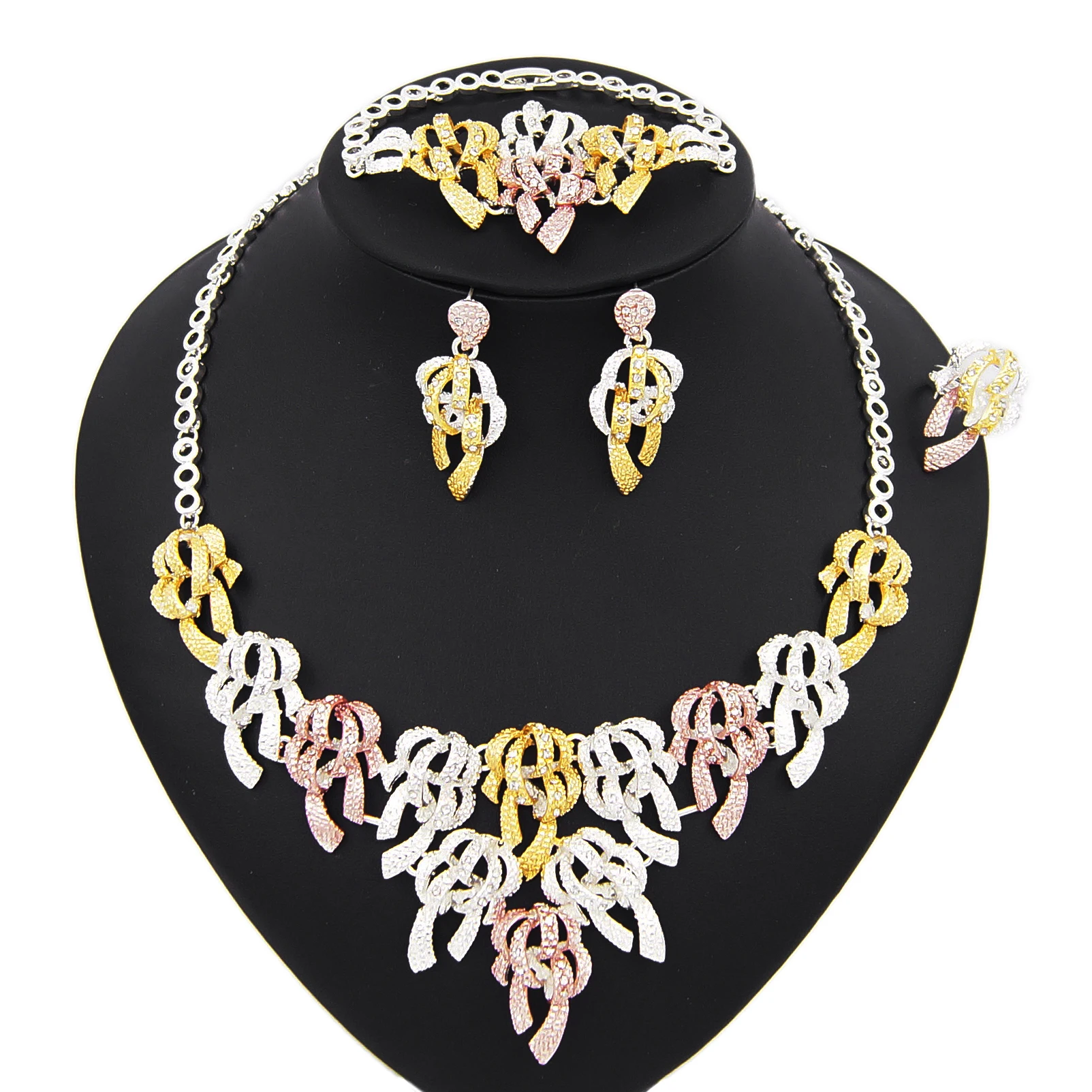 Yulaili высокое качество бразильский золотой цвет дизайн свадебное ожерелье серьги набор ювелирных изделий женские модные аксессуары набор ю...