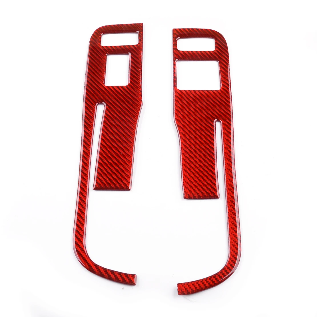 

1 пара красных автомобильных переключателей стеклоподъемников из углеродного волокна, обшивка панели для Chevrolet Camaro 2013 2014 2015, только левый ру...