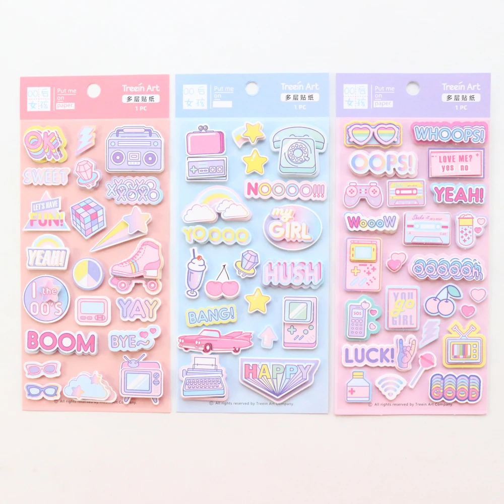 Domikee 2020 Новые kawaii Мультяшные корейские стереоскопические украшения DIY наклейки