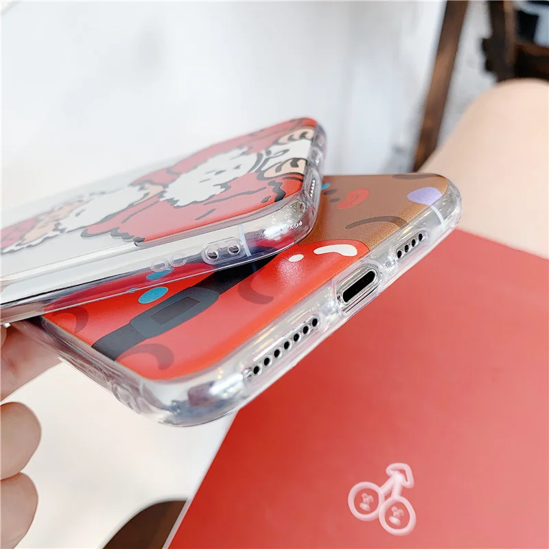 Santa Claus Christmas deer snowman case for iphone 8Plus 8 7 Plus 11 Pro x xs max pretty red dress transparent elk soft cover |