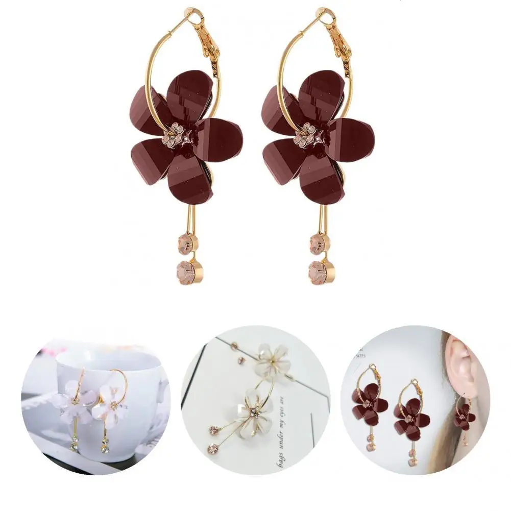 

Durable Dangle Earrings Chic Attractive Ladies Flower Shape Hook Earrings Earrings Drop Earrings 1 Pair
