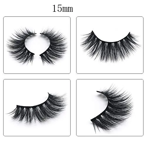 

3D Faux Mink Fake Eyelashes Handmade Thick Crossed Cluster False Eyelashes Black 15mm eyelashes and tweezers