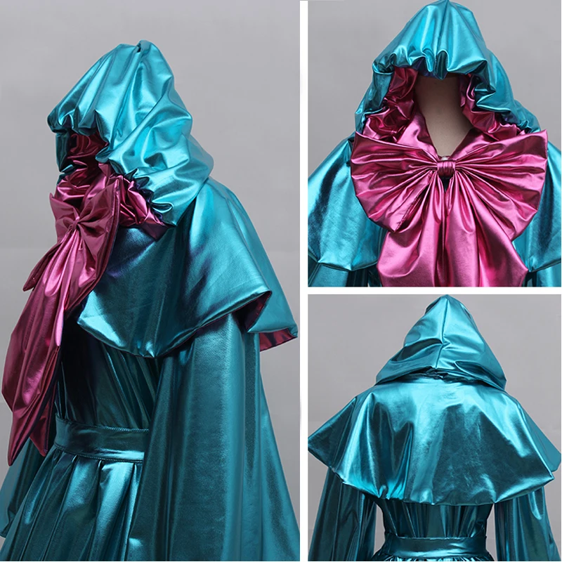 Fairy Godmother Blue Dress With Hood  Adult Women Princess Cosplay Costume  Fancy Halloween Masquerade Clothing images - 6