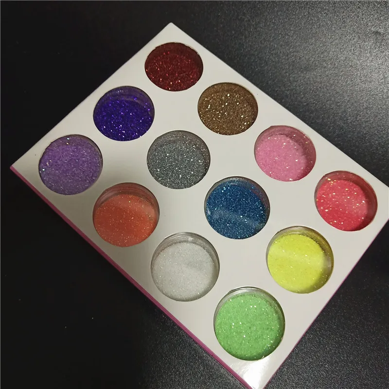 Набор блестящих порошков для временных татуировок 12 цветов|Временные тату| |