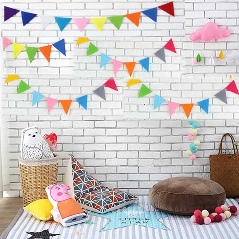 

Ins 12pcs Pennant Flag Silver Rose Gold Colorful Banners Birthday Wedding Holiday Party Supplies Cards for Adult Kids Decoration