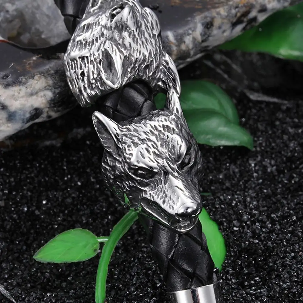 Грандиозный модный браслет с волком для мальчиков изящные нержавеющая сталь