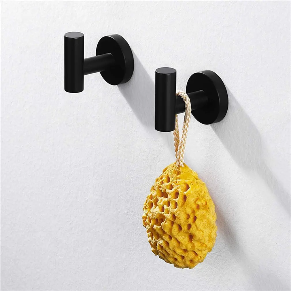 

2 PCS Black Robe Hook Stainless Steel 304 Bathroom Single Bath Towel Hook Clothes Hanger Wall Mounted, Matte Black