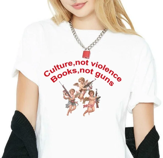 Футболка sunfiz YF с изображением пистолета ангела книги не оружия культуры насилие