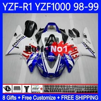 body for yamaha yzf r 1 1000 cc 1000cc 98 99 156mc 7 yzf r1 yzf1000 yzfr1 98 99 yzf 1000 yzf r1 1998 1999 fairing white blue