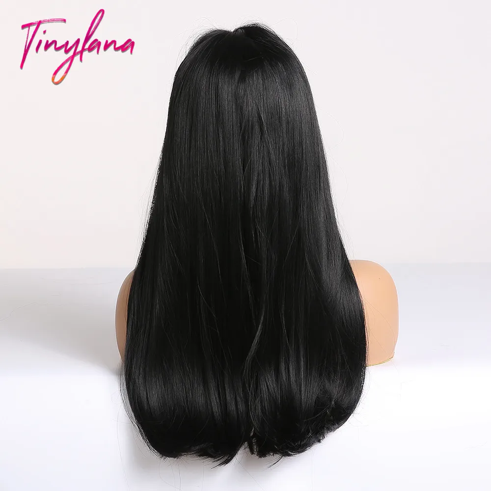 Маленькие черные/коричневые прямые синтетические парики с челкой для афро