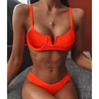 Соблазнительное бикини 2022, женский купальник с эффектом пуш-ап, Женский комплект бикини с высокой талией, неоновый зеленый красный оранжевый купальник, женский купальный костюм, монокини