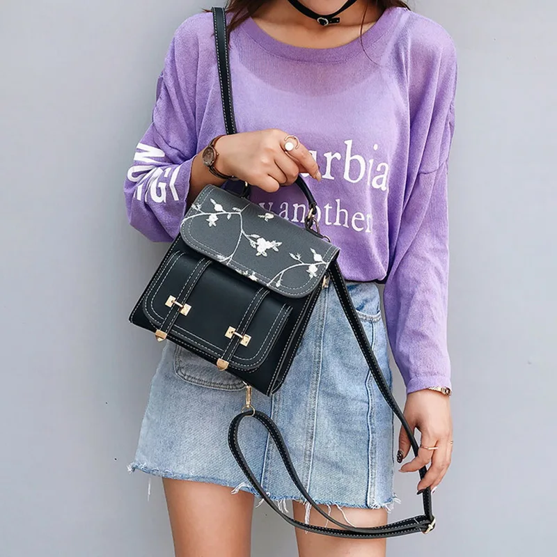 WENYUJH Fashion School Backpack Teenage Girls High Quality Leather Women Shoulder Bag Backpack Floral Embroidery Design Rucksack