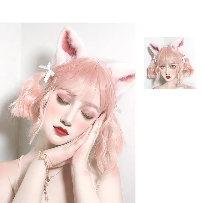 

Парик порошок кролик розовато-оранжевый 29 см/70 см волнистый Лолита Повседневный косплей парик Синтетический термостойкий