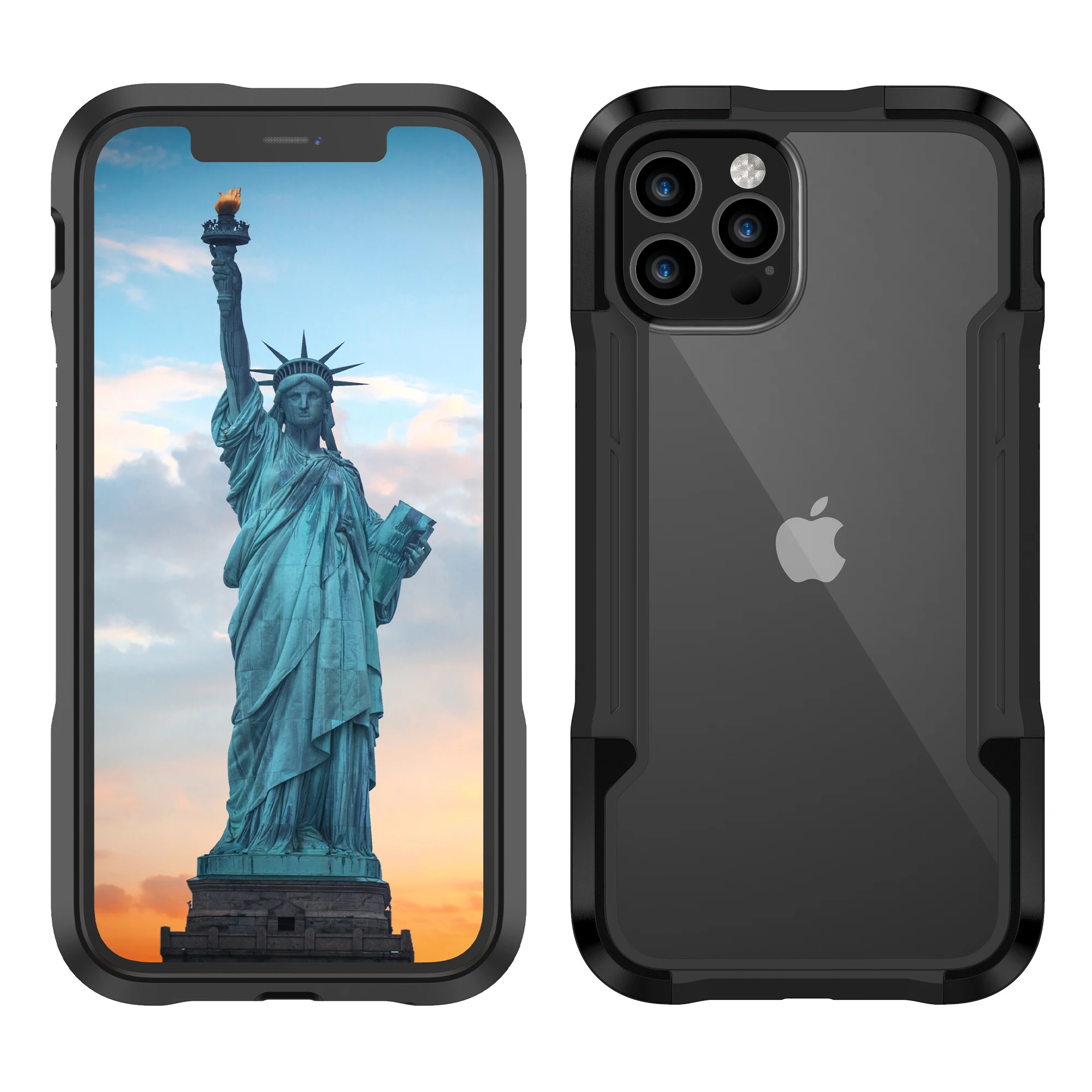 

Fashion Shockproof Transparent Silicone Aluminum Bumper Phone Case For iPhone 12 Pro Max PC Back Cover For iPhone 12 Mini Case