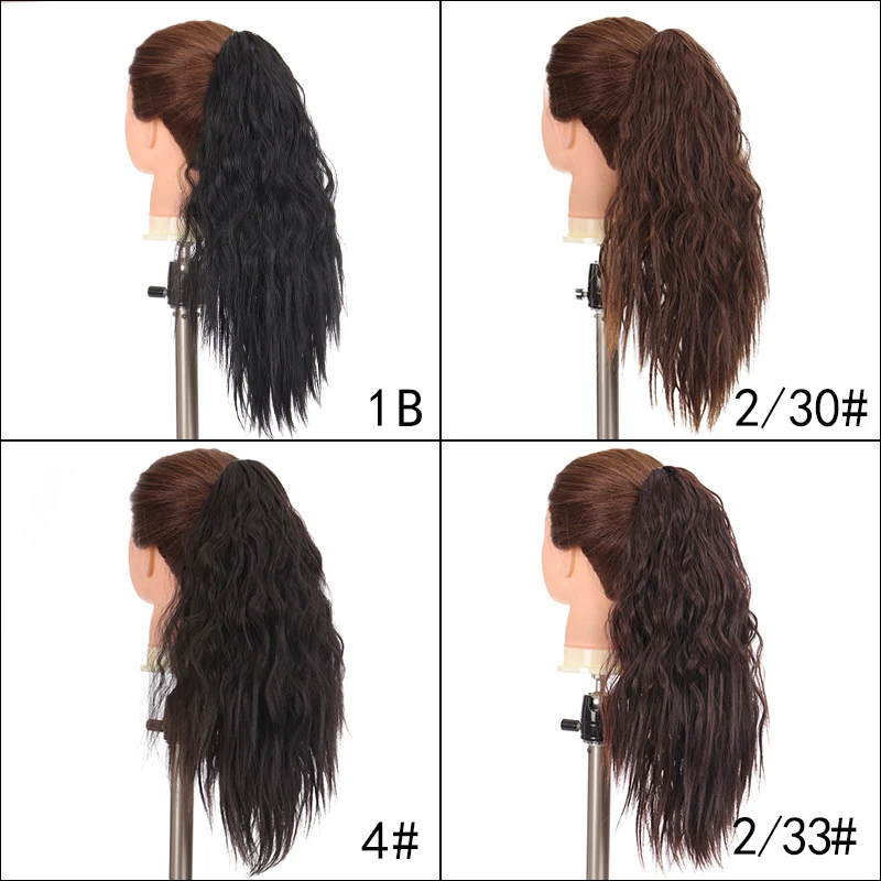 17 Inches Claw Clip On Ponytail Hair Extension Long Wavy Synthetic Hairpiece Black Natural curl for Women | Шиньоны и парики