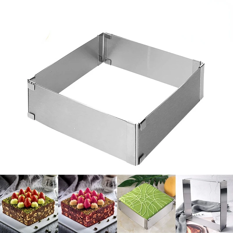 

Large stainless steel adjustable telescopic activity long square mousse ring cake mold baking mold kitchen utensils