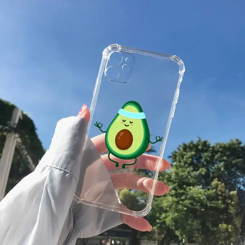

Cute cartoon aguacate Fitness fruit Phone Case Transparent for Clear iPhone 11 12 8 7 6 6S XS MAX Plus X 5S SE 2020 XR mini pro