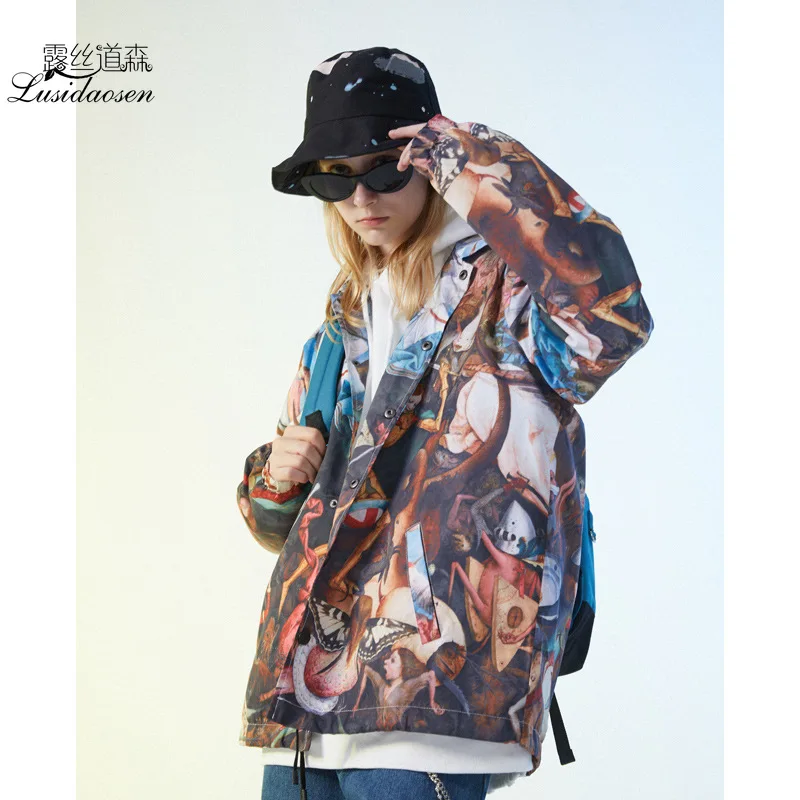 Опаляющая напечатанная картина маслом куртка для мужчин | Мужская одежда