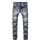 Рваные джинсы, мужские джинсовые брюки, брендовые классические джинсовые брюки большого размера, модные рваные хлопковые брюки в стиле ретро