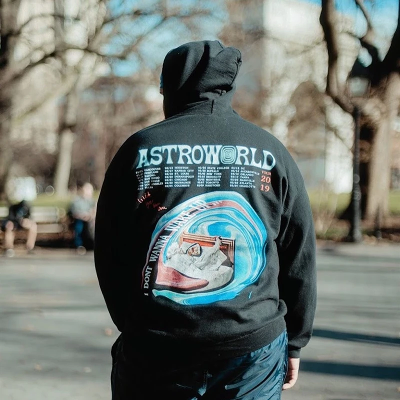 

Best Quality Travis Scott Astroworld I Don't Want To Wake Up Tour Fashion Hoodie Women 1:1 Thick Washed Do Old Mens Pullover