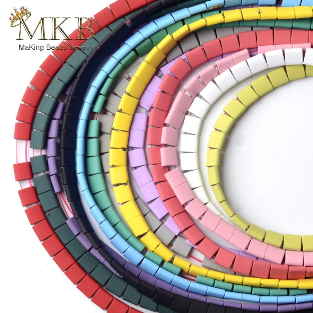 Бусины из гематита 14 цветов матовые резиновые Квадратные бусины для