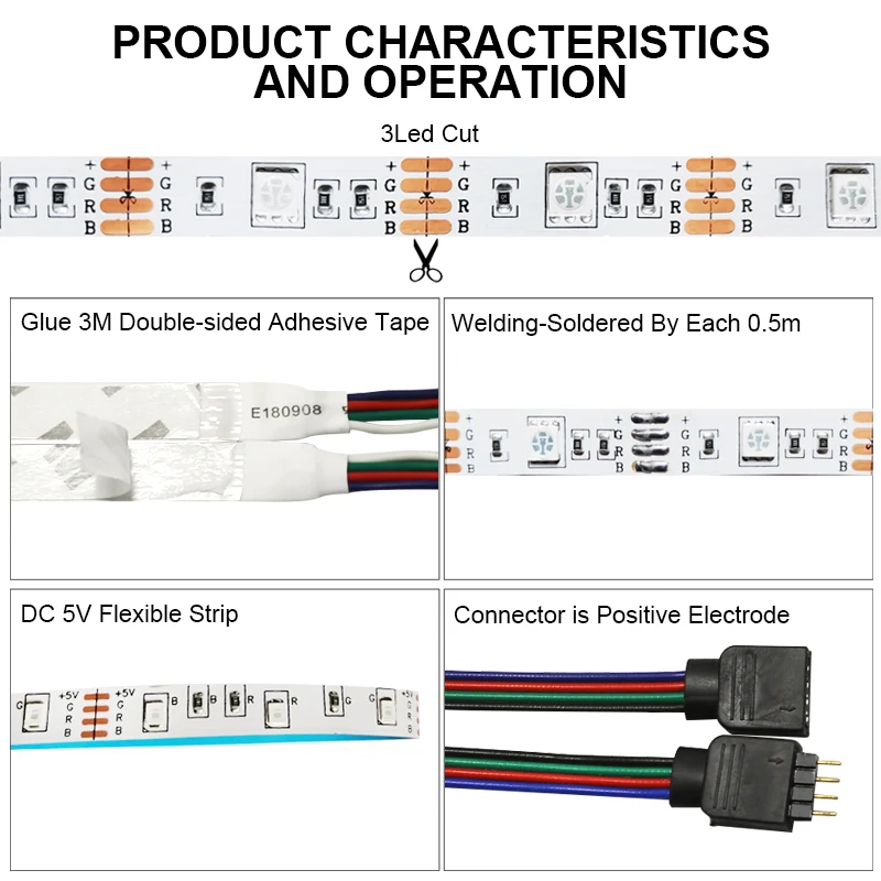 USB 2835 LED Strip Light DC5V RGB Lights Flexible Ribbon Tape Destop Screen TV Backlight Diode RGB 3Key IR Control Neon LED Lamp images - 6