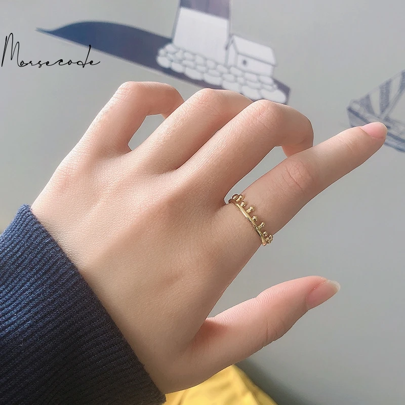 

MORSE CODE Irregular Castle Crown Ring Female Trendy Fashion Punk Jewelry 925 Sterling Silver Elegant Gorgeous Wholesale