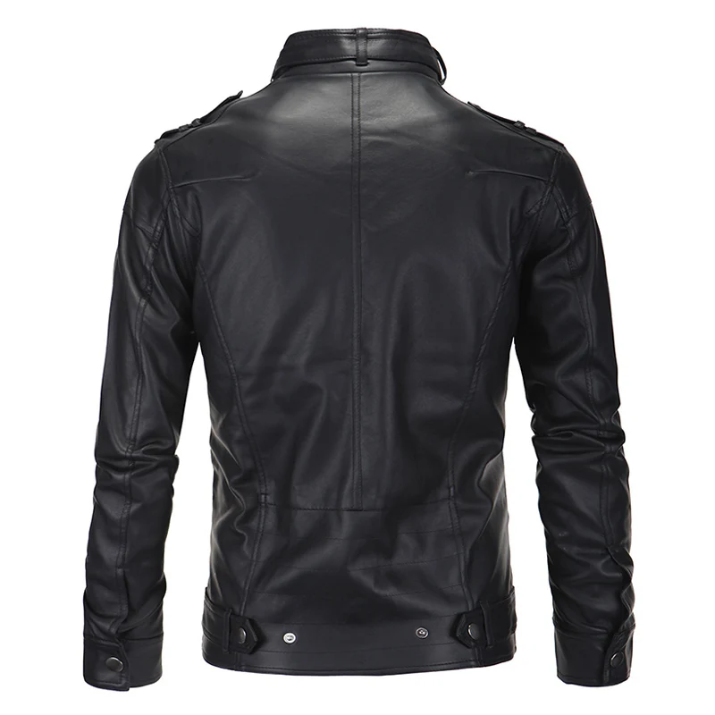 2020 мужская кожаная куртка Slim Fit со стоячим воротником в байкерском стиле Куртки