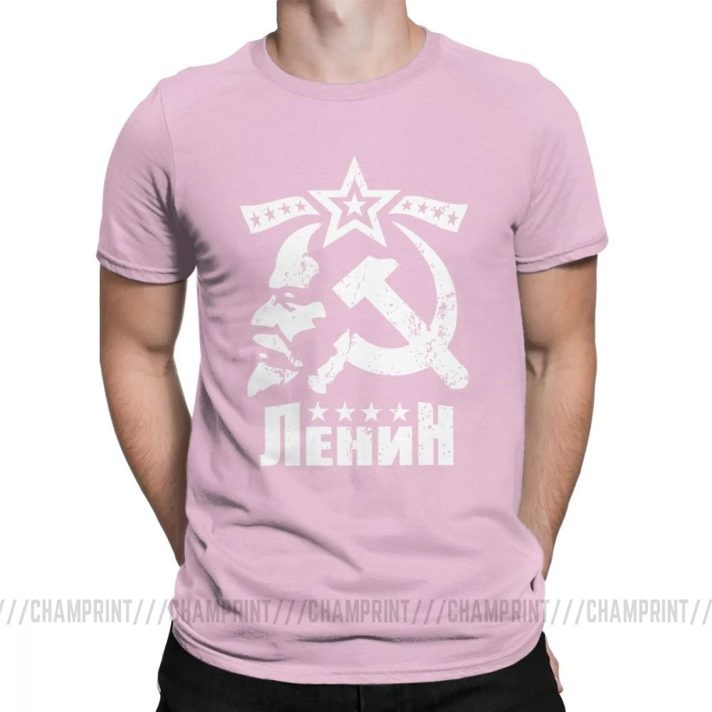 Мужские футболки в. И. Ленин, В. В., CCCP, СССР, футболка, Большевистская революция, одежда коммунизма, марксизма, футболка - Цвет: Розовый