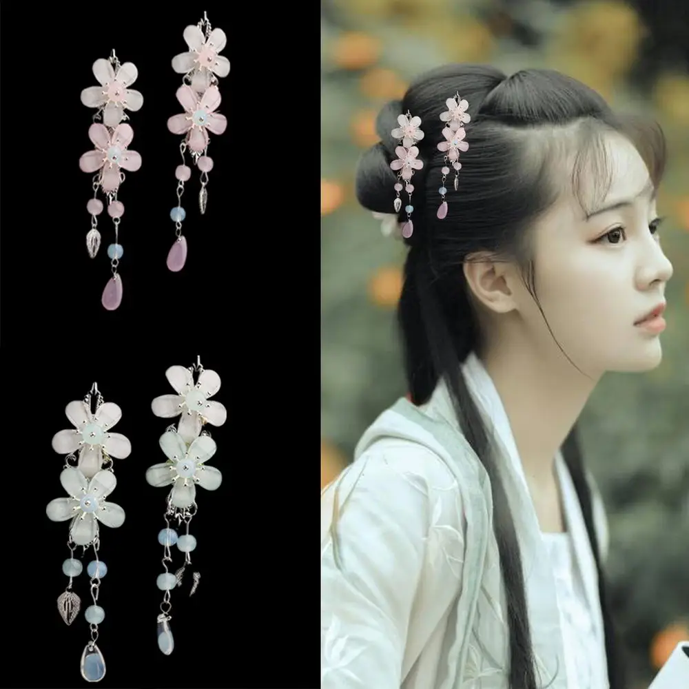 1 пара китайские аксессуары для волос винтажная Цветочная кисточка