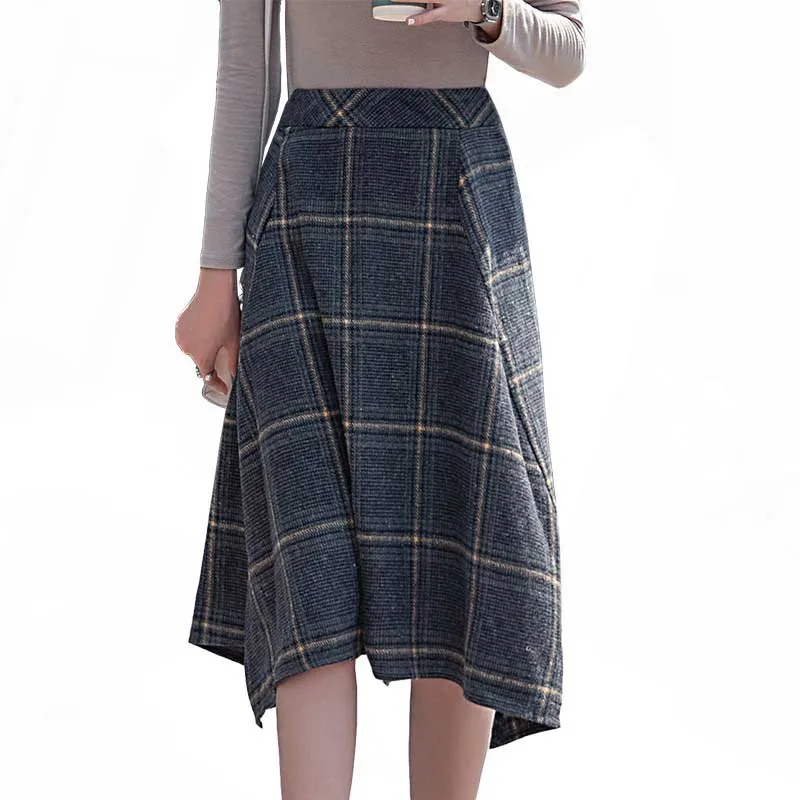 2020 женские зимние шерстяные юбки для девочек Для Шерстяное клетчатое элегантный