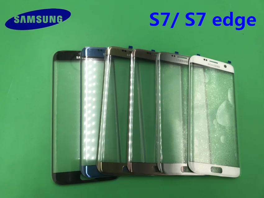 Передний экран стекло объектив samsung Galaxy S7/S7 Edge G930F G935F Задняя крышка батареи задняя дверь корпус с клеем
